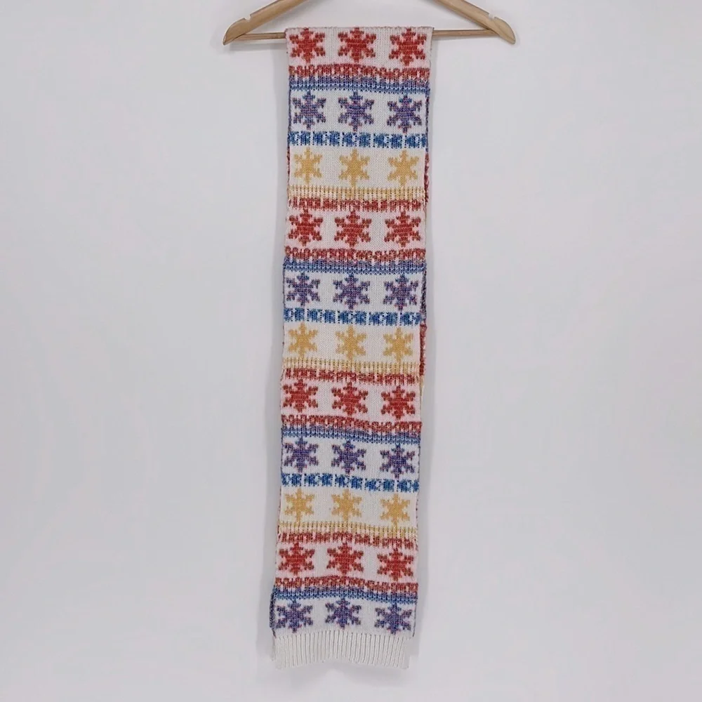Old Navy Colorful Snowflake Knit Scarf